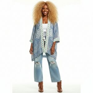 Johnny Was XL Kimono Boho  Embroidered Artisy Lagenlook Cottage Tunic Top New